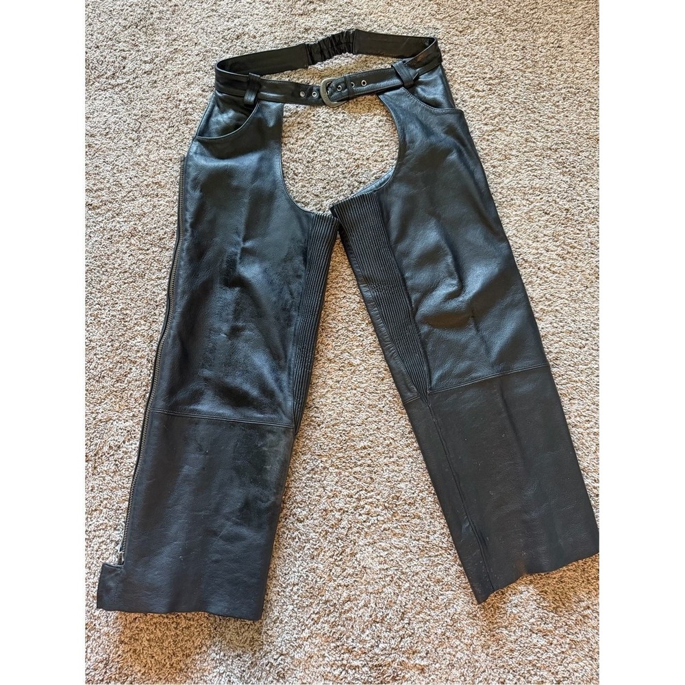 Harley-Davidson‎ Black Leather Chaps-Size M - 26" inseam